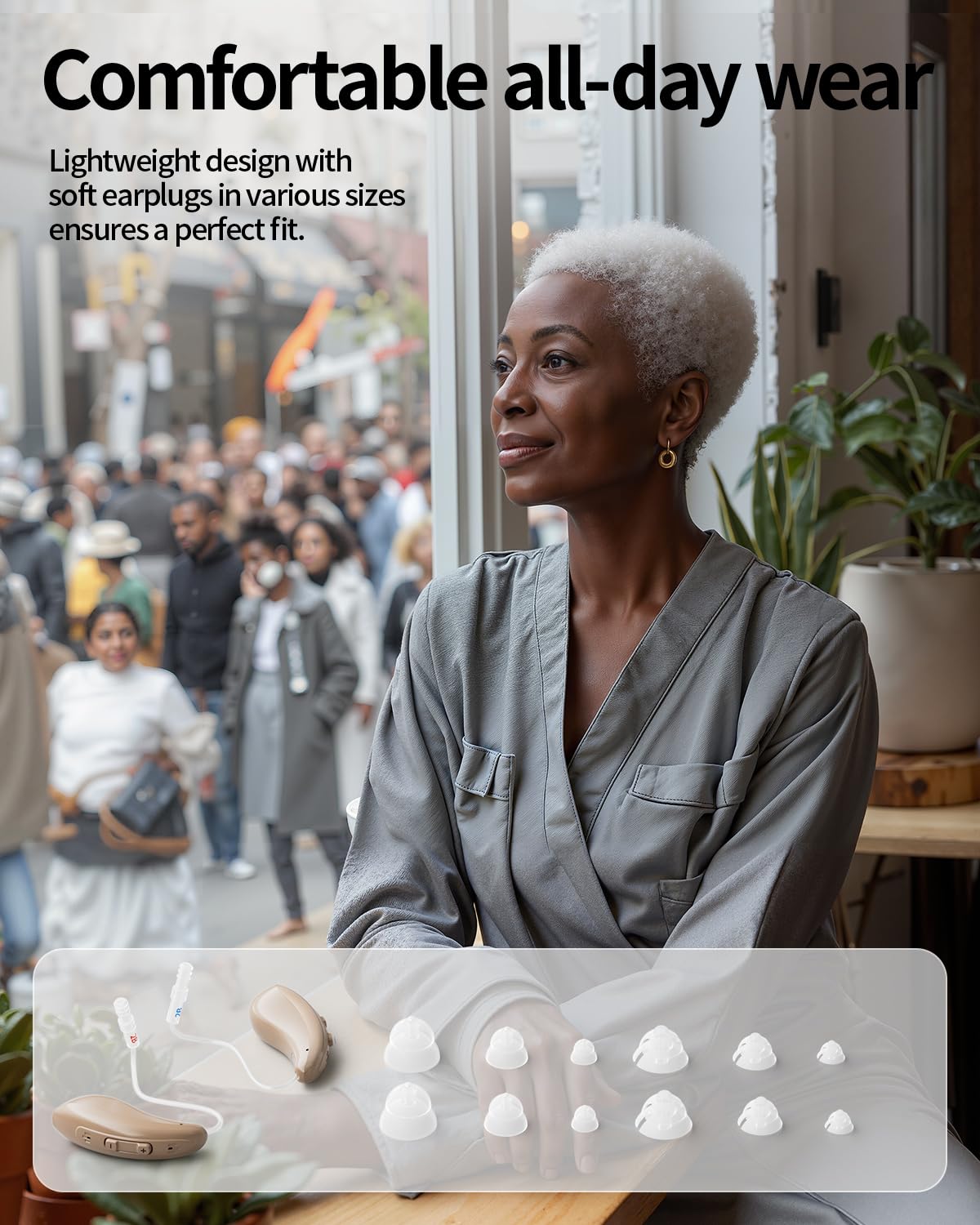 Hearing Aids for Seniors&Adults BATSTRKS OTC Rechargeable Design ITE Not Hearing Amplifiers with Intelligent Noise Reduction Volume Control Comfort Invisible Portable Charging Case for Hearing Loss