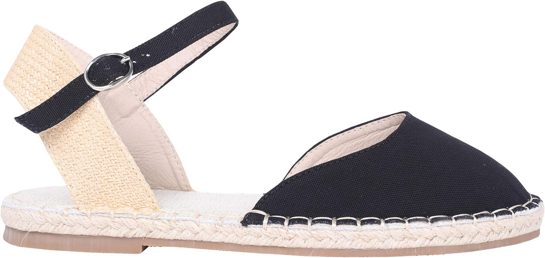 Huiyuzhi Womens Ankle Strap Flat Espadrille Sandals Cap Toe Summer Dress Sandal Comfy Walking Shoes