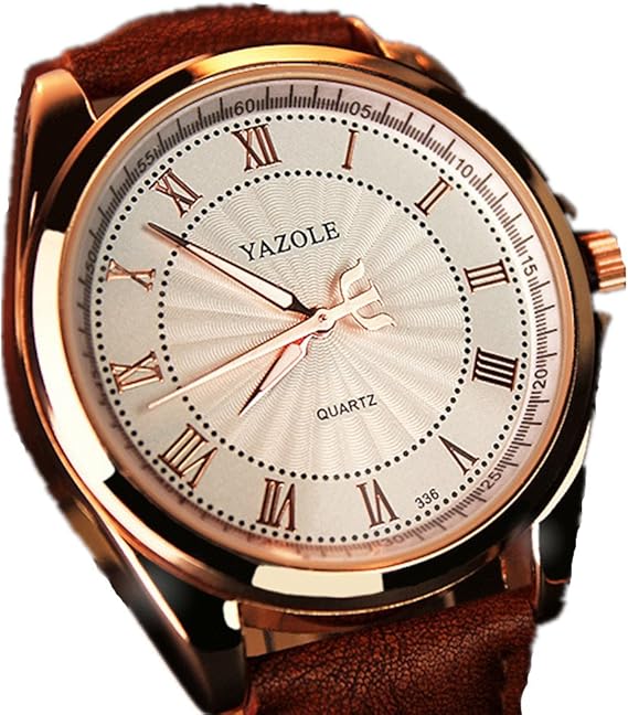 Amazon Df093ラグジュアリーヨーロッパブランドメンズローズゴールドビジネスレザー腕時計光hand防水ブラウン メンズ腕時計 腕時計 通販