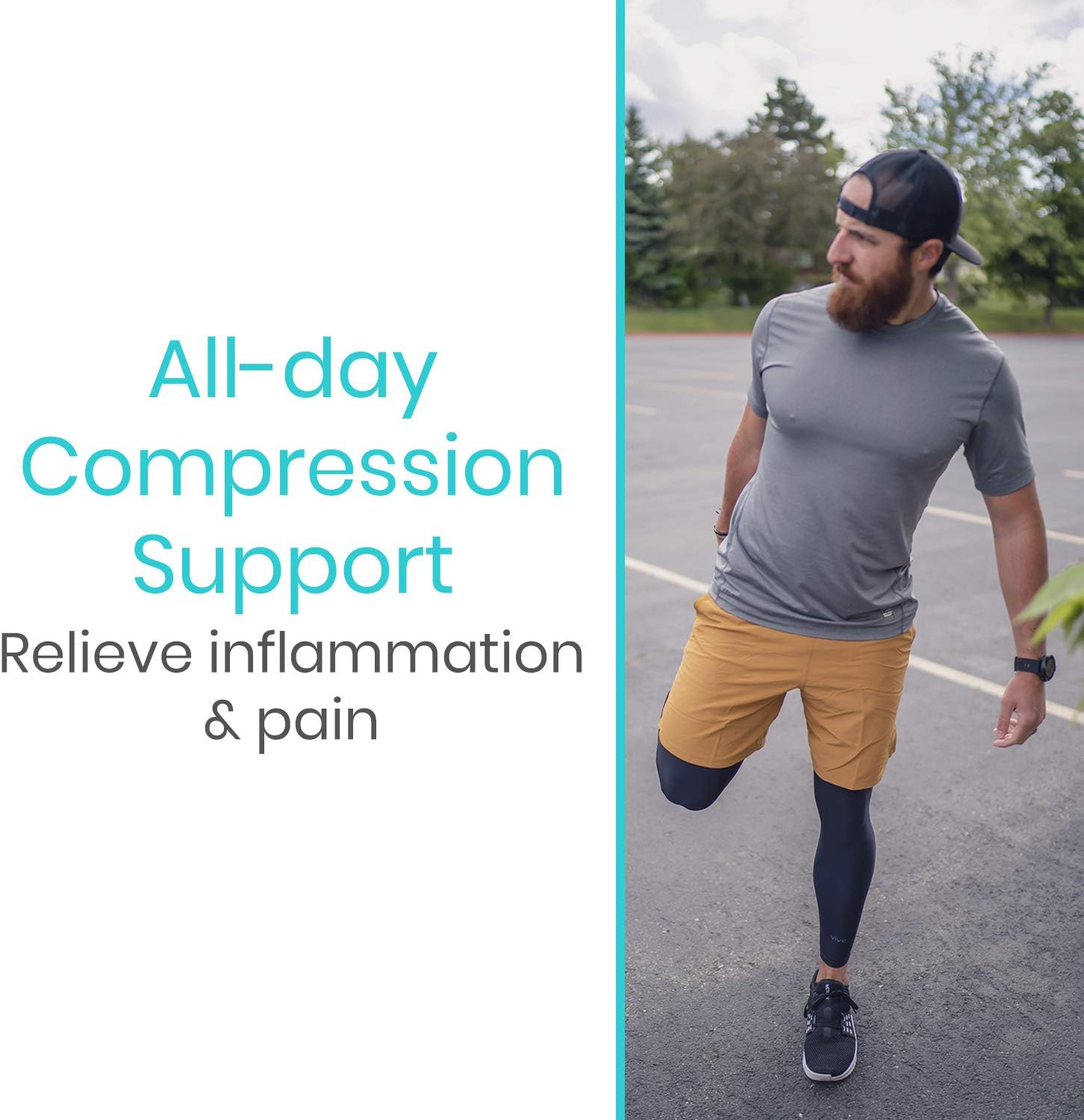 Vive Leg Sleeves (Pair) - Compression Knee, Calf and Thigh Support for Running, Basketball, Crossfit, Weight Lifting, and Sports - Knee Wrap Improves Circulation, Helps Arthritis : Sports & Outdoors