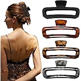 Nalodu 5 Inch Large Hair Claw Clips, No Slip Matte & Glossy Unbreakable Square XL Hair Clips for Thick Long Curly Hair, Women's Big Rectangle Strong Clips, 4 Pack