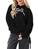 MAXIMGR Oversized Bow Trim Print Hoodies