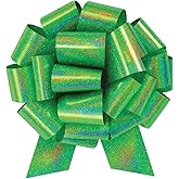 InstaBows Large Gift Bow 12" Pull String Bow Perfect for Gift Wrapping Big Presents Cars Bikes & More (Green Glitter, 1XBow)