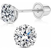 Art and Molly 14K Solitaire Gold Earring Solid 14-Karat Round Cubic Zirconia Stud Earrings with Screw-Back, CZ Studs with Gift-Ready Box