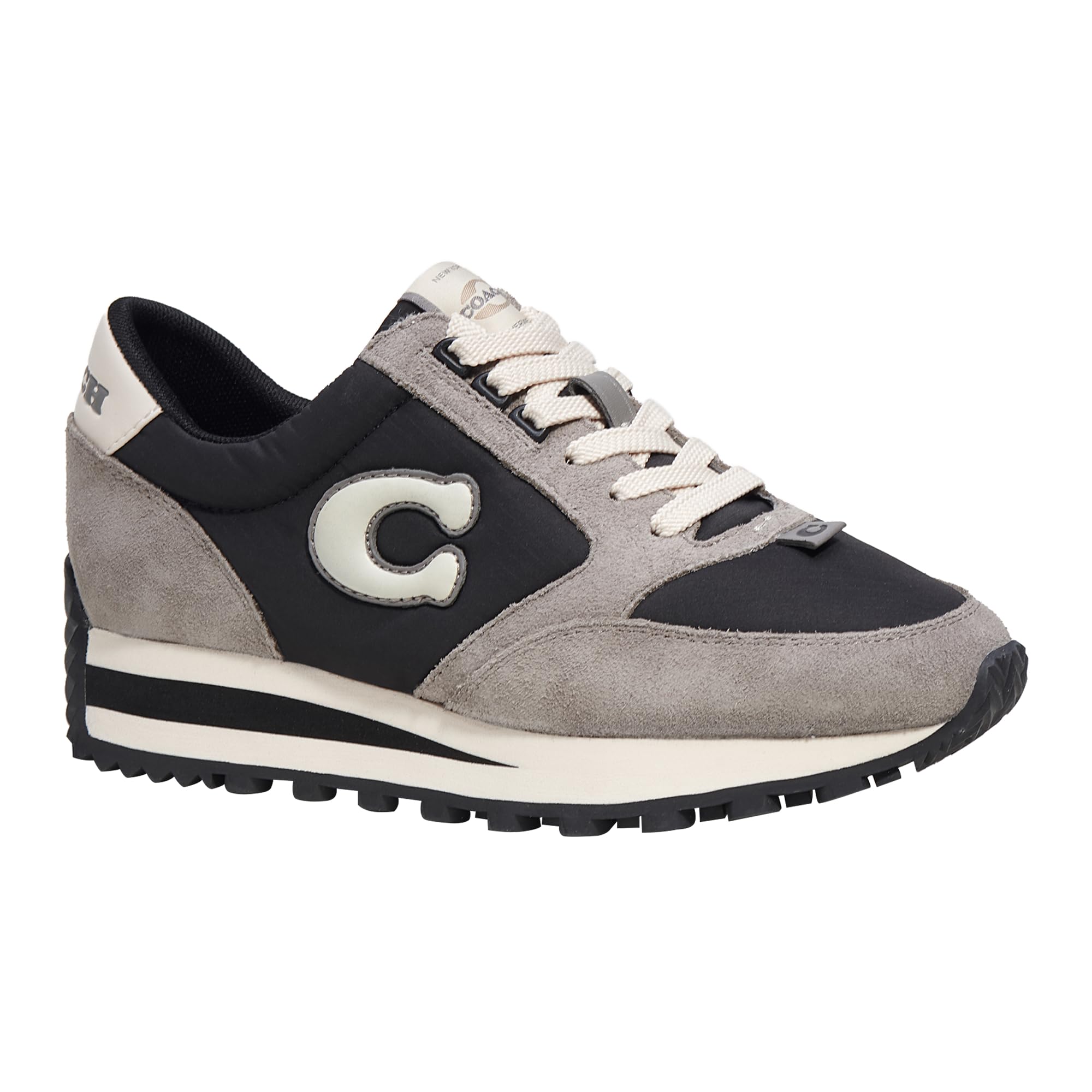 Coach Women’s Runner Sneaker, Black/Chalk-2, 6.5