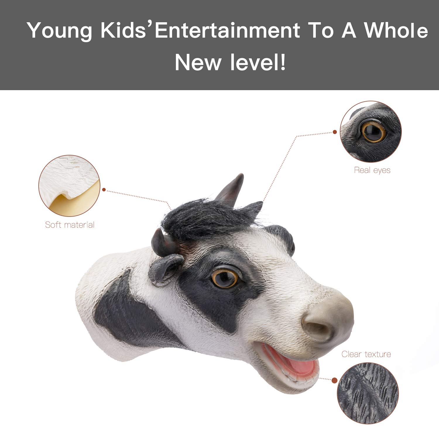 Cow Hand Puppet Realistic Latex Soft Animal Toy Storytelling Role Play Party Supplies for Kids
