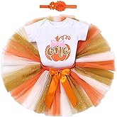 IDOPIP My First Halloween Outfit Baby Girls Pumpkin Romper Tutu Skirt Headband 3PCS Clothes Set for Party Dress up Costume