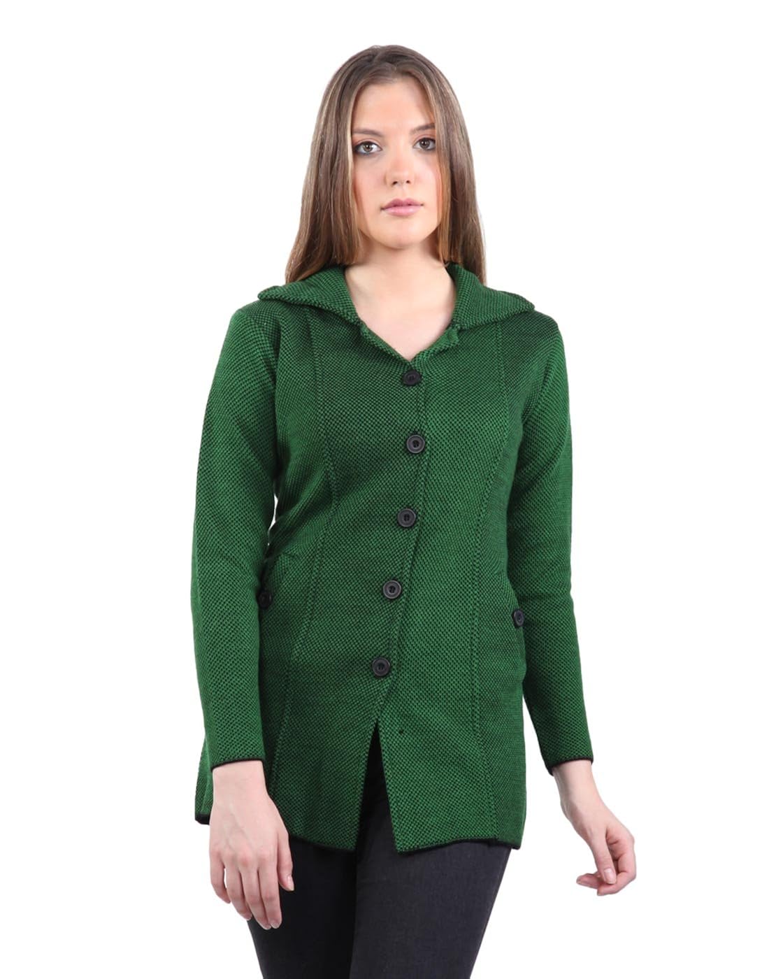 montrex acro wool winter long coat for women, girls (green)