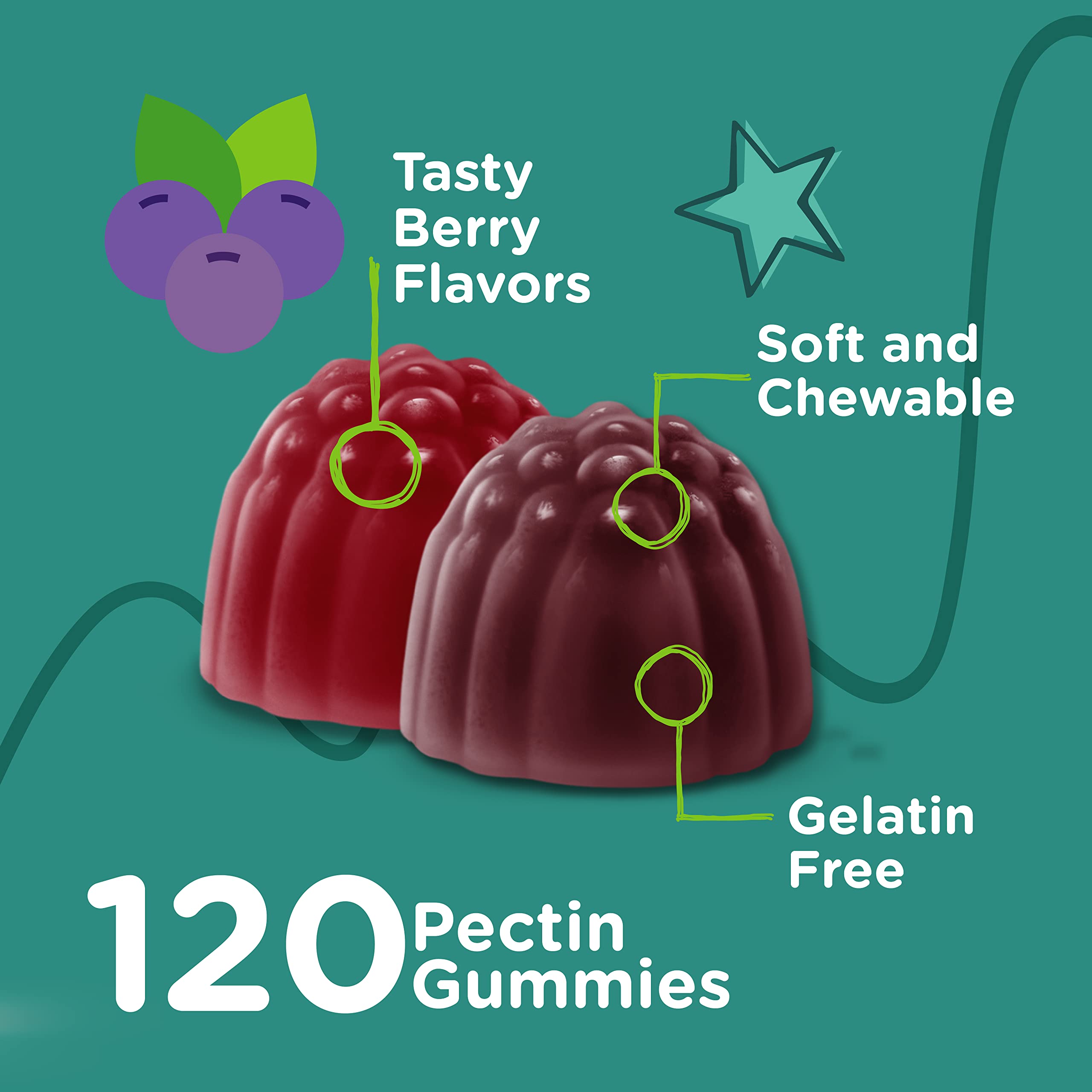 Viteey Probiotic Gummies for Kids Plus Prebiotics Fiber - 2 Billion CFUs - Digestive Health,Gut Health, Constipation Relief for Kids Support - Vegan, Gelatin Free - Chewable Probiotic Berry Flavored