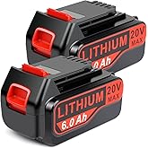 Djsanu 20V Max 6000mAh Replace Battery for Black+Decker 20V Battery, 2 Packs 20 Volt Lithium Battery for LBX4020 LBXR20 LBXR2020, Compatible with Black and Decker 20V Cordless Power Tools and Charger