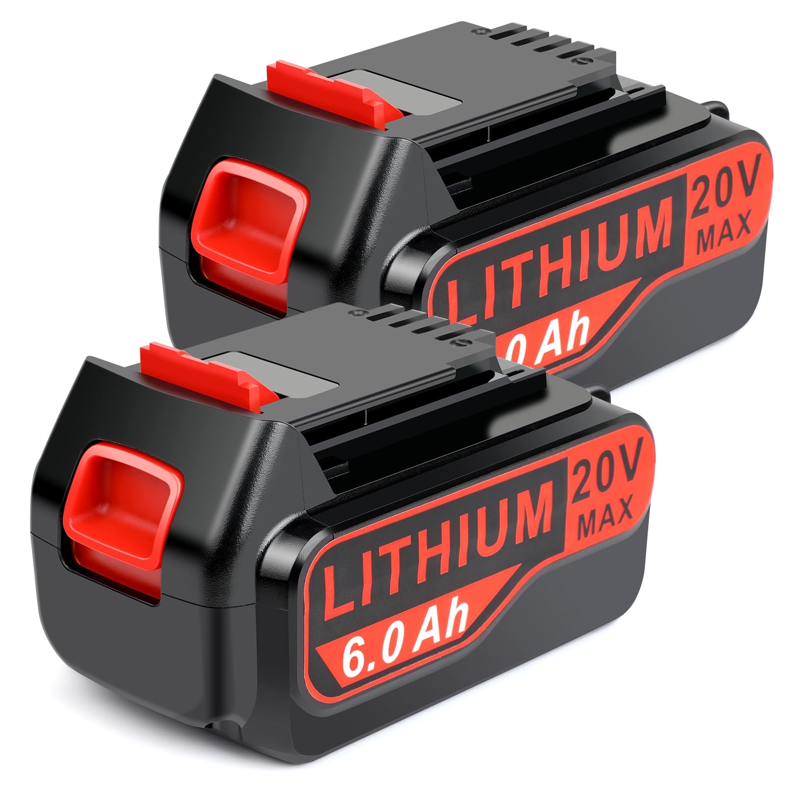 Photo 1 of Djsanu 20V Max 6000mAh Replace Battery for Black+Decker 20V Battery, 2 Packs 20 Volt Lithium Battery for LBX4020 LBXR20 LBXR2020, Compatible with Black and Decker 20V Cordless Power Tools and Charger