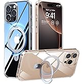TORRAS for iPhone 16 Pro Max Case Clear with Stand, [Fit for MagSafe][Shockproof Military Grade Protection] Slim Magnetic Phone Case for iPhone 16 Pro Max 6.9" 2024, Clear