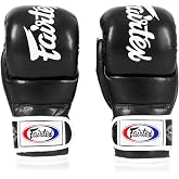 Fairtex FGV18 MMA Sparring Gloves, Muay Thai Grappling Training Gloves | Full-grain hide with breathable mesh lining. Double-stitched wrist strap balances weight for bag drills and fitness routines
