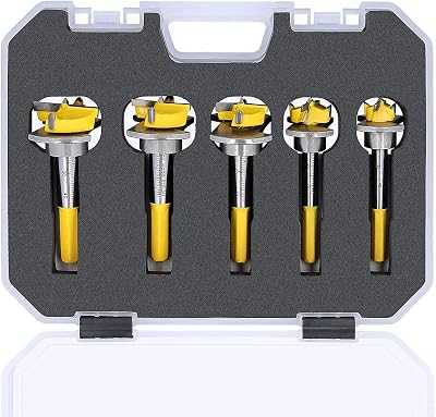 TOUGH MASTER Forstner Bits 5 Pcs Carbide Tip 15–35 mm with Case & Hex Keys