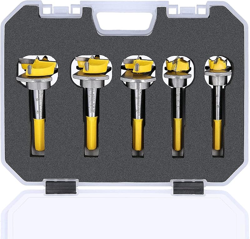 TOUGH MASTER Forstner Bits 5 Pcs Carbide Tip 15–35 mm with Case & Hex Keys