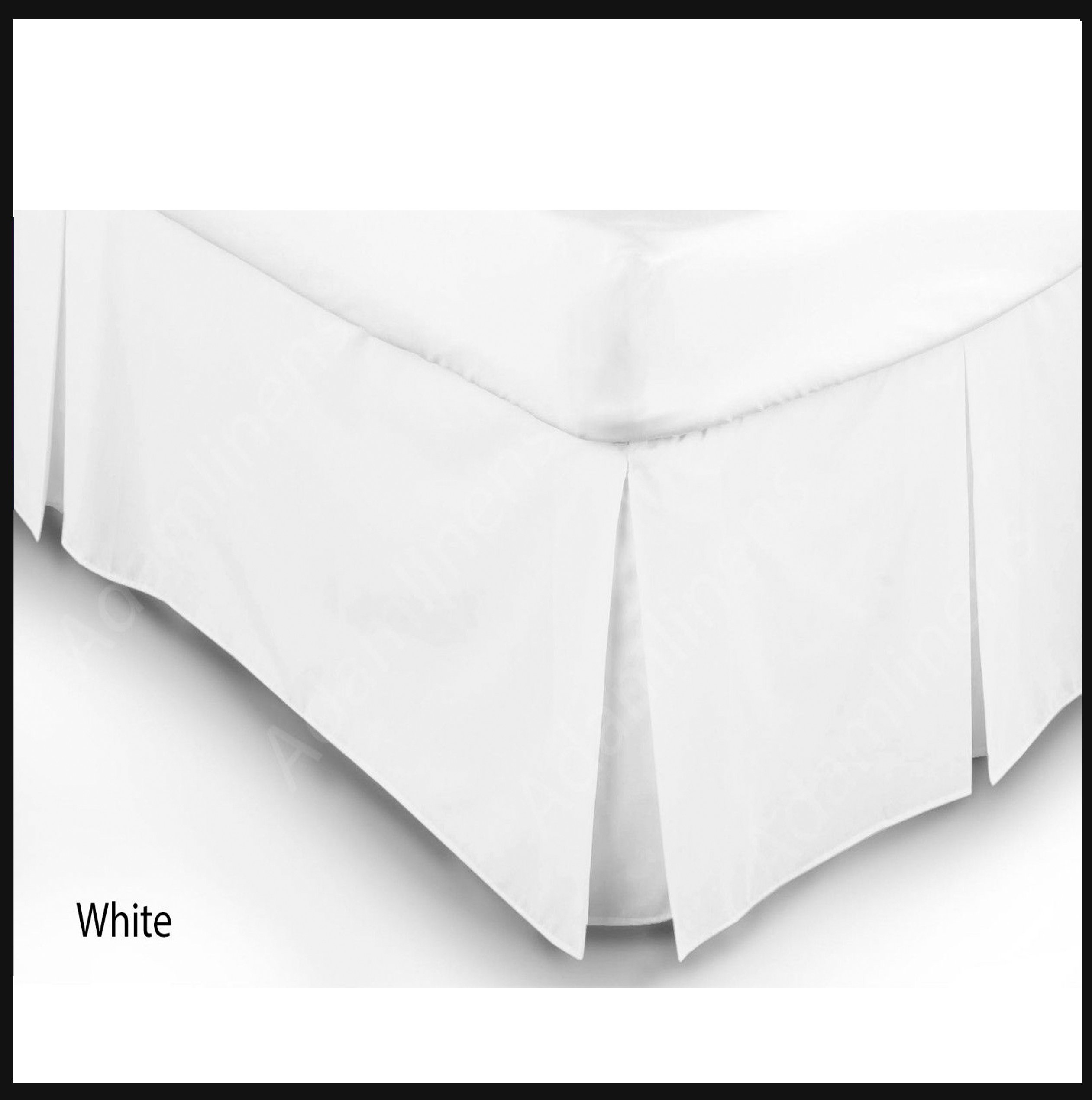 Adam Home Pleated Base Valance Sheet (SuperKing, White) - Durable Polycotton Bed Skirt - Luxuary 5 Box Pleated Bedskirt with 15 inch Drop, Washable Dust Ruffle Hotel Quality & Abrasion Resistant