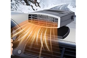 LILITUAN Portable Car Heaters for Vehicle,200W Car Defroster Windshield Heater 12V Heater for Car Plug in Cigarette Lighter,2-in-1 Fast Heating & Cooling Modes with 360° Rotatable Base (Black&Silver)