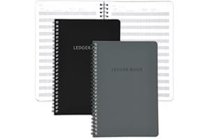 ZICOTO Set of 2 Easy to Use Accounting Ledger Books - Expense Tracker Notebook for Your Small Business - The Perfect Personal Finance Checkbook, Income and Expense Log Book