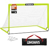 LOMGWAYS Soccer Goal for Kids + Youth with Carry Bag for Practice &amp; Games | Indoor+Outdoor Use| Easy Set Up| Multiple Sizes| Portable|Great for Kids|for all skill levels| Secure Anchoring