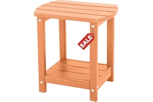 GARDENSTAR Adirondack Square Outdoor Side Table,2-Tier Storage Patio Side Table, HDPE End Tables for Backyard Pool Porch Garden Lawn GoldenYellow