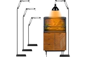 DXOPHIEX Reptile Heat Lamp Stand Reptile Light Stand with 360° Swing Arm, Height Adjustable (15.7inch to 74.3inch) Reptile Lamp Stand for Terrarium Light Fixture and Heat Lamp Holder