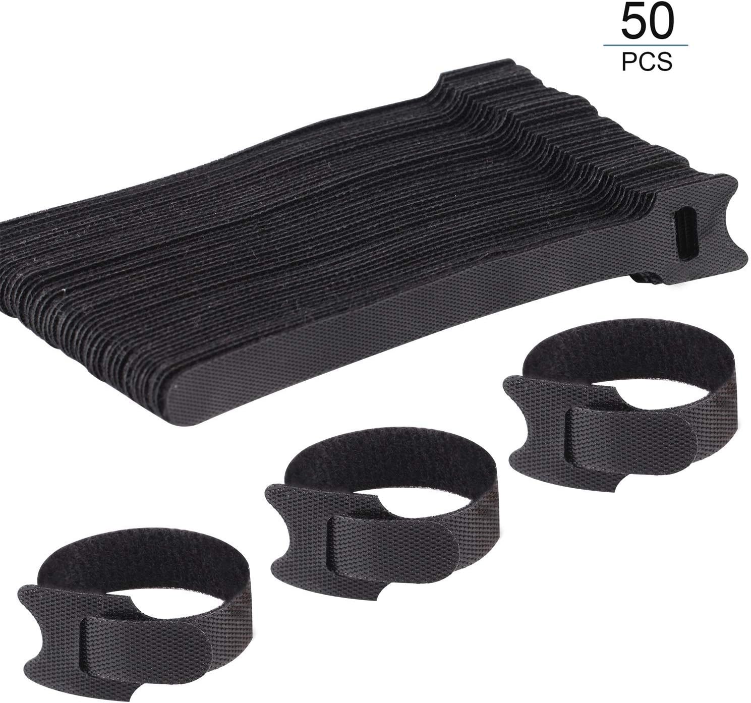 50X Adjustable Reusable Cable Tie Nylon Hook Loop Tidy Strap Cord Ties