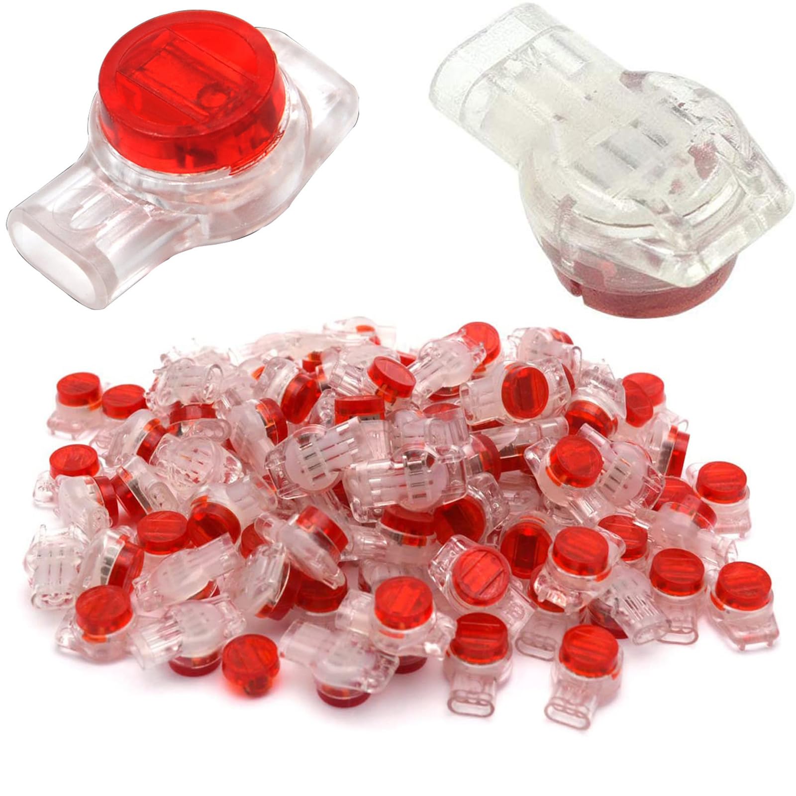 CTRICALVER lock UR connector Telephone line connection Bundling connector 3 port / 3 core set 50 pieces(Red) — image 1