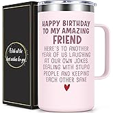 Lifecapido Best Friend Birthday Gifts for Women, 20oz Insulated Coffee Mug, Friendship Gifts for Women Bestie Coworker Classmate, Rose Quartz