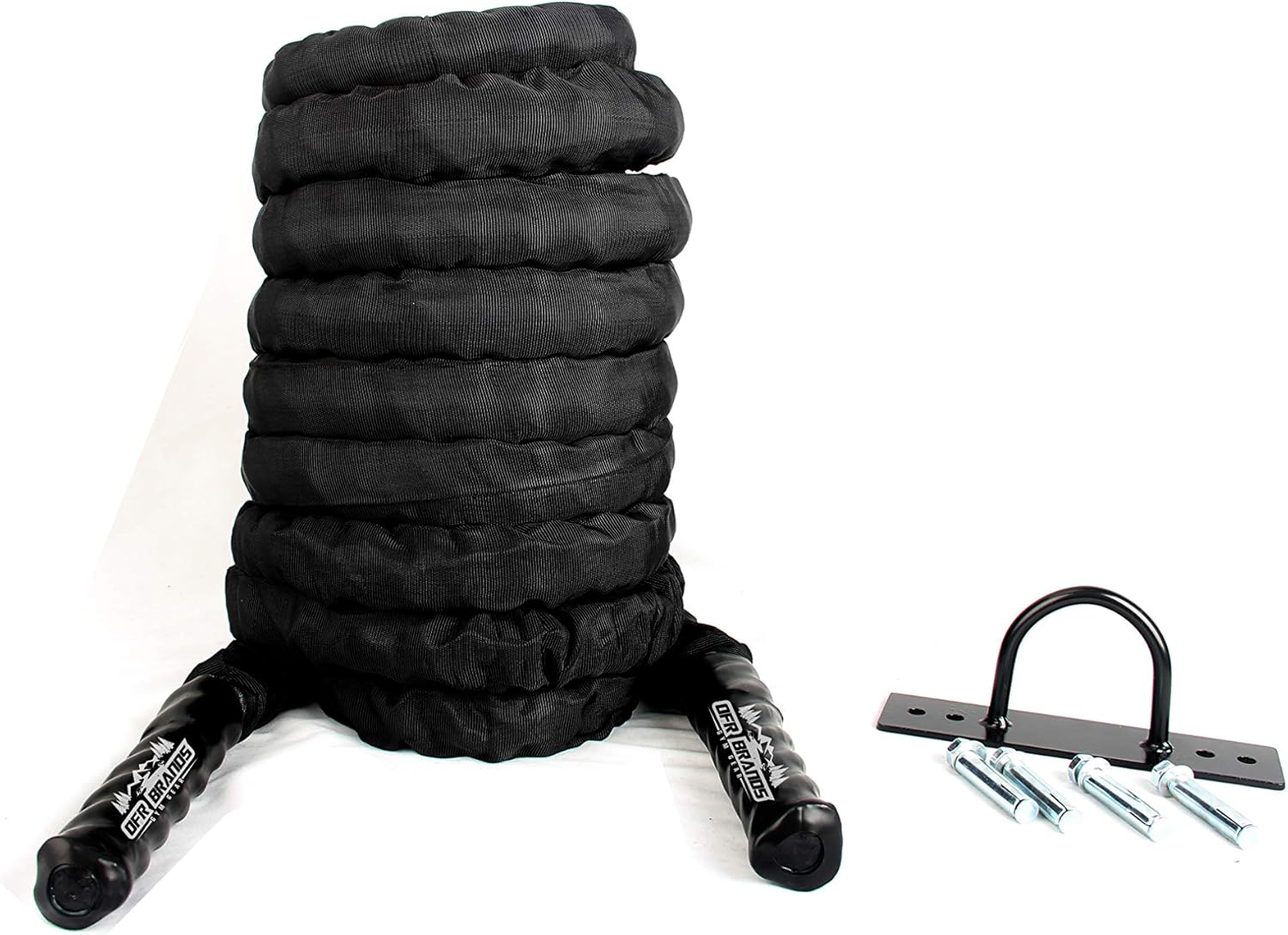 Offroading Gear 40'x1.5 Battle Exercise Workout Rope w/Anchor - Great for Strength Training & Conditioning - Crossfit/Gym : Sports & Outdoors