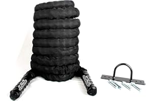 30'x1.5 Battle Exercise Workout Rope - w/Anchor. Great for Strength Training & Conditioning - Crossfit/Gym