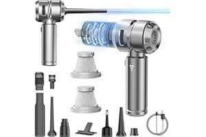 YUDSKU Aspiradora para Auto 4 en 1, Aspiradora Recargable Portátil Inalámbrica 150W, Mini Aspiradora para Sillones Potente, con 2 Filtros Lavables, para Coche, Hogar y Pelo de Animales, Gris Plata