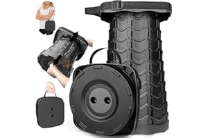 Fishboy Upgraded Square Collapsible Stool, 400lbs Max Weight, Lightweight But Sturdy, Portable Retractable Folding Telescoping Foldable Camping Stool for Adults Outdoor Fishing Hiking BBQ