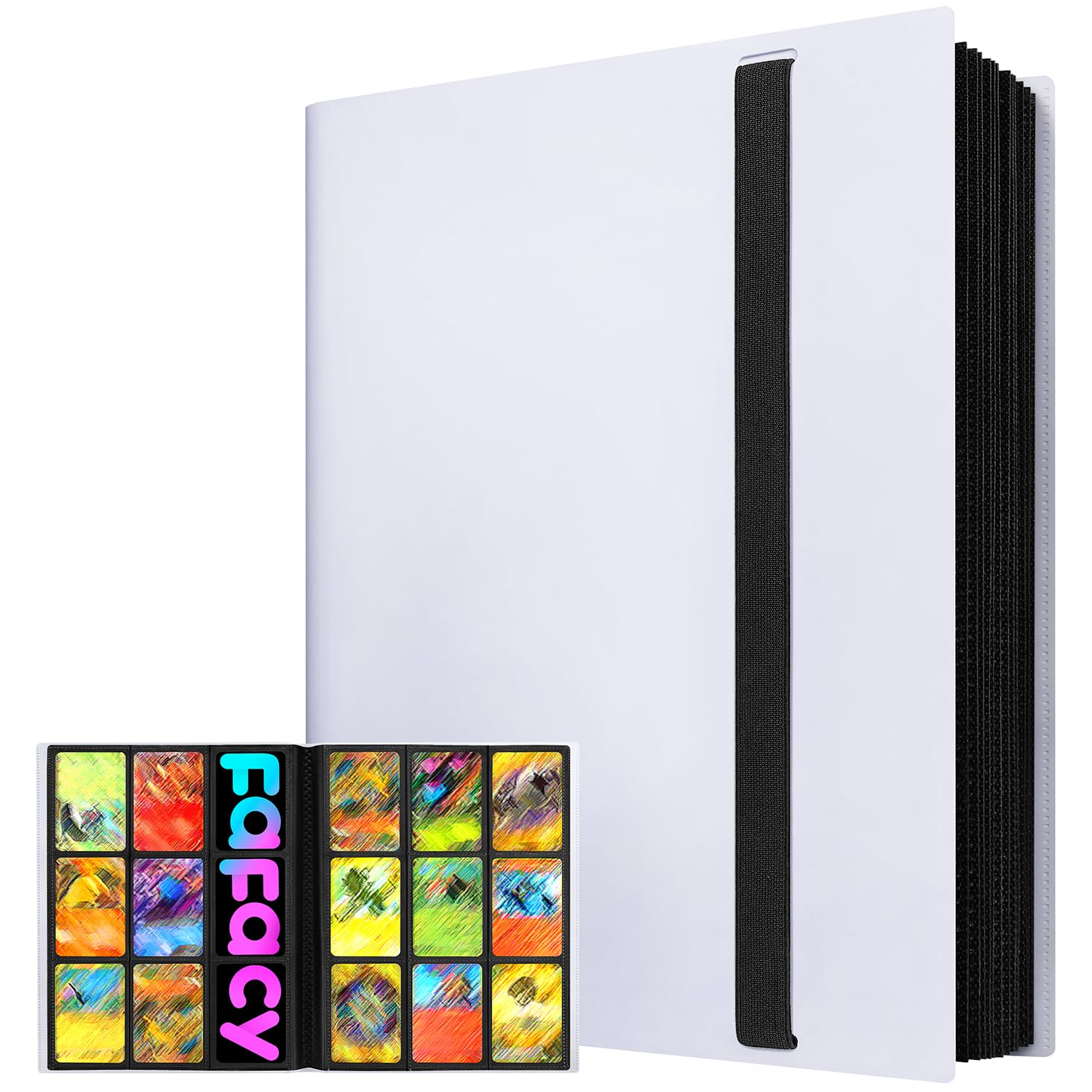 Photo 1 of ?2026?Trading Card Binder 9 Pocket, Premium Sports Collection Binder Game Cards Book with Sleeves Side Loading, Anti-open Strap Double Sided Waterproof 360 Card Folder