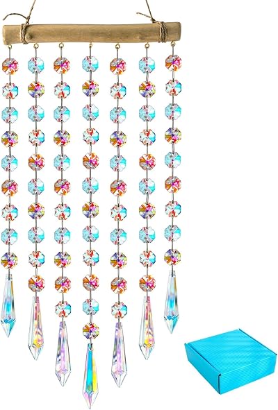 HDCRYSTALGIFTS 13" Crystal Sun Catcher Rainbow Maker Prisms Wind Chime