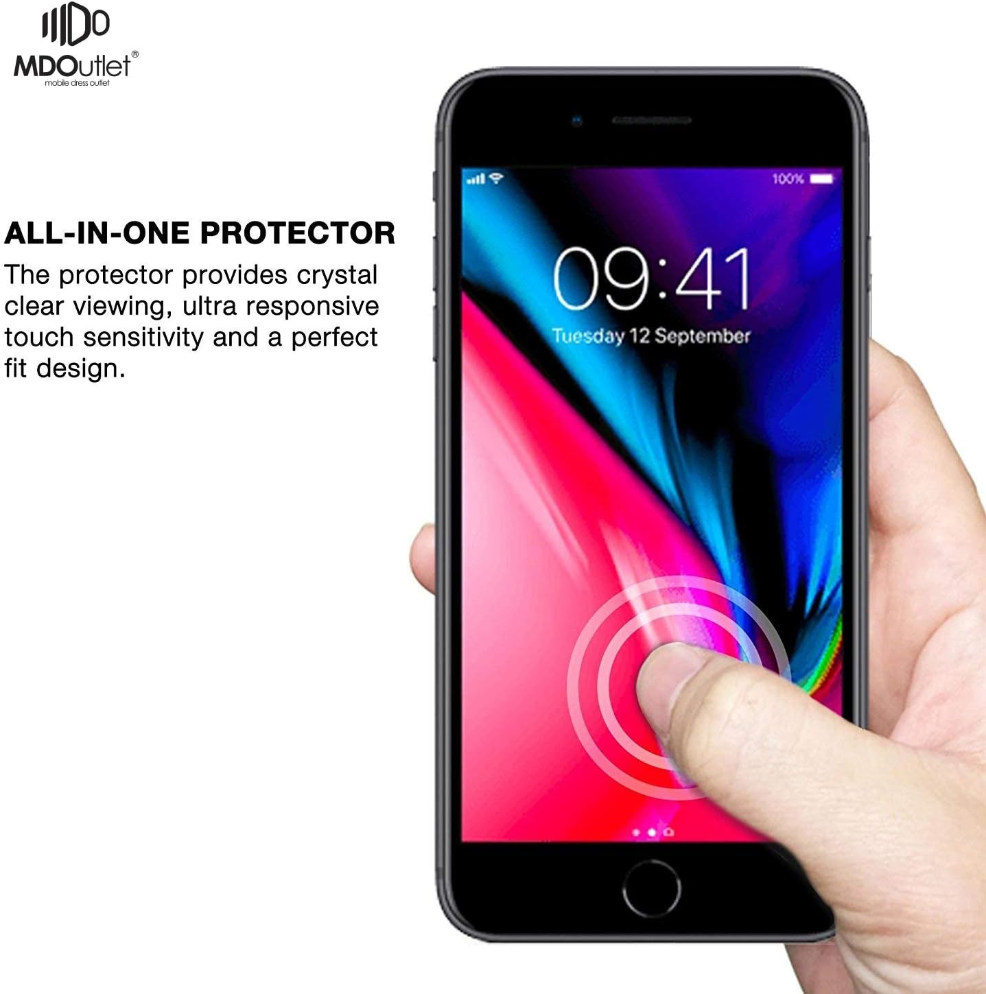 (3-Pack) iPhone 8, 7, 6S, 6 Screen Protector 9H Hardness MDOutlet Anti-Shatter Tempered Glass 99.9 HD Clarity and 3D Touch Accuracy (with Easy-Applicator)