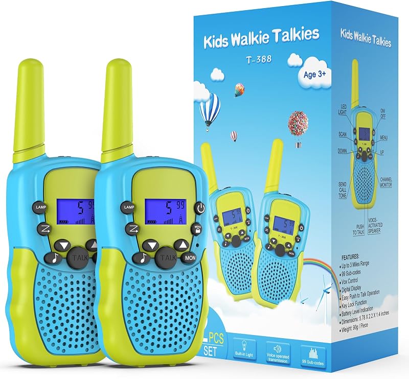 Kearui Kids Walkie Talkies 3-12Y Boys 8 Ch VOX Flashlight 3 Mile Range Outdoor