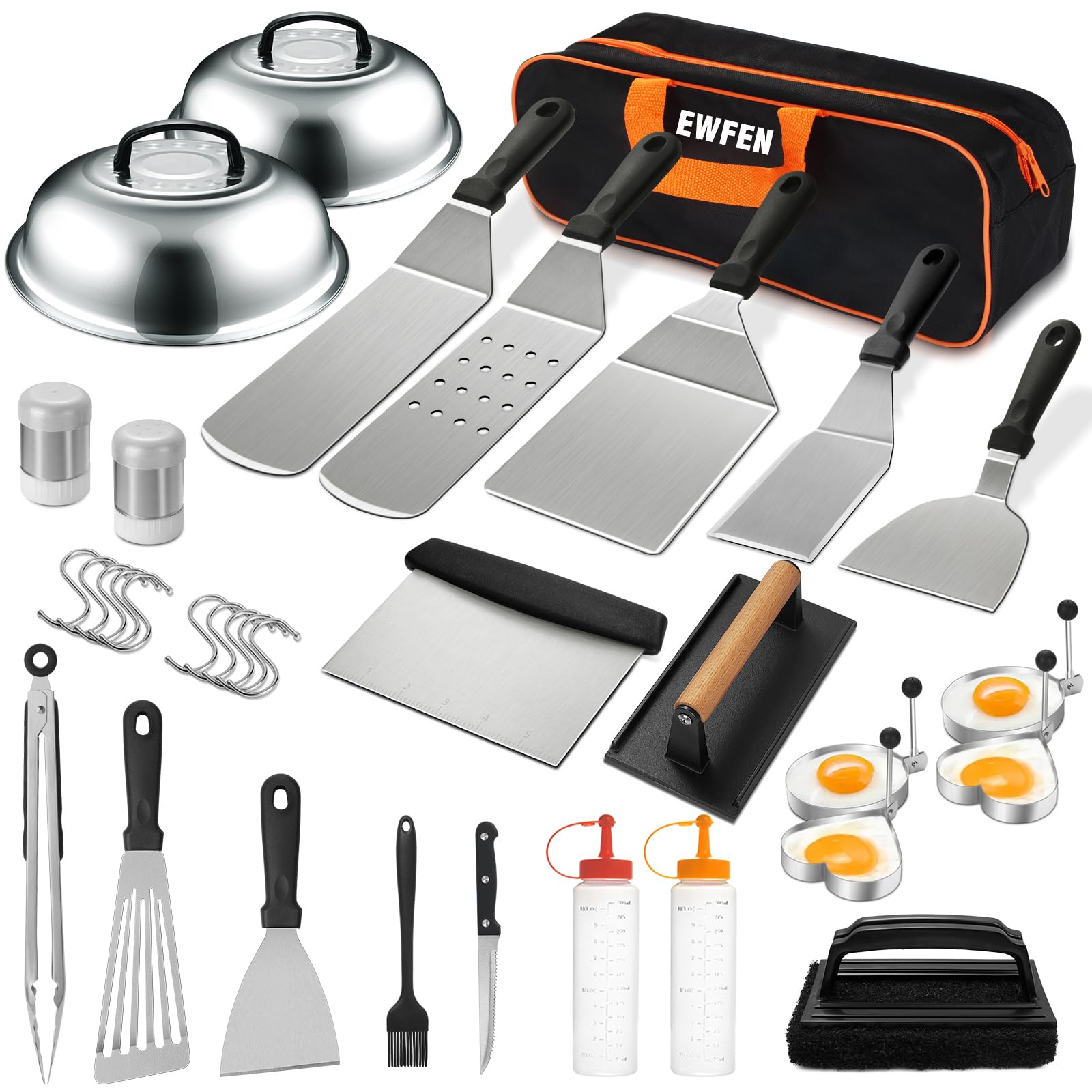 35PCS Griddle Accessories Kit, Flat Top Grill Accessories Set for Blackstone and Camp Chef, Grill Spatula Set with Enlarged Spatulas, Basting Cover, Scraper for Outdoor Barbecue Image