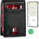 SMART CC Men Wallet with Tracker Work with Apple Findy(iOS only), Wallet Tracker with Bifold Minimalist Thin Wallet 13 Card &2 ID Windows & Cash Slot (Black&Orange)(Not For Android)