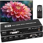 2X2 4K HDMI Video Wall Controller Processor, 8 Splicing Modes (1X2, 1X3, 1X4, 3X1, 4X1), RS232 Serial Control, 180&deg; Rotation, 4 HDMI Outputs, for Control Room &amp; Digital