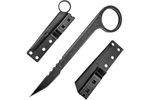 LFHC Stonewash D2 Steel Fixed Blade Knife with Kydex Sheath, 5.3 Inch Sharp Small Utility EDC Knives, Outdoor Survival Camping Fishing Hunting Knife Cutting Tool, Best Gifts for Men