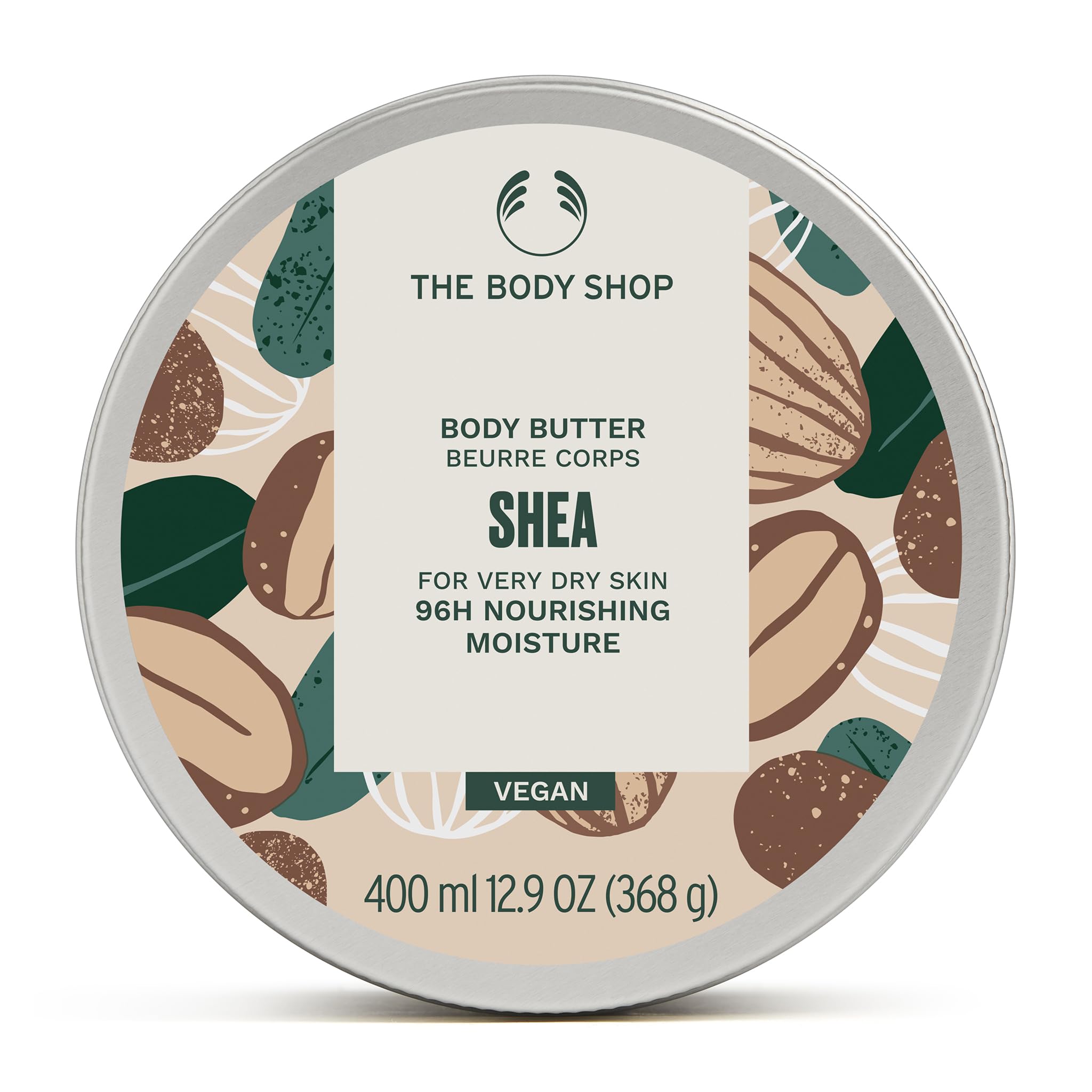 The Body Shop Shea Body Butter (1x 400ml), Extra Rich Body Cream for Very Dry Skin, 96hr Nourishing Moisturiser with Buttery Texture & Nutty Scent
