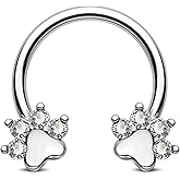 Jewseen Paw Septum Rings 16g Gold Septum Ring Daith Piercing Jewelry Surgical Steel Cartilage Earrings Hoop Nose Rings Hoop Conch Earrings for Women Men