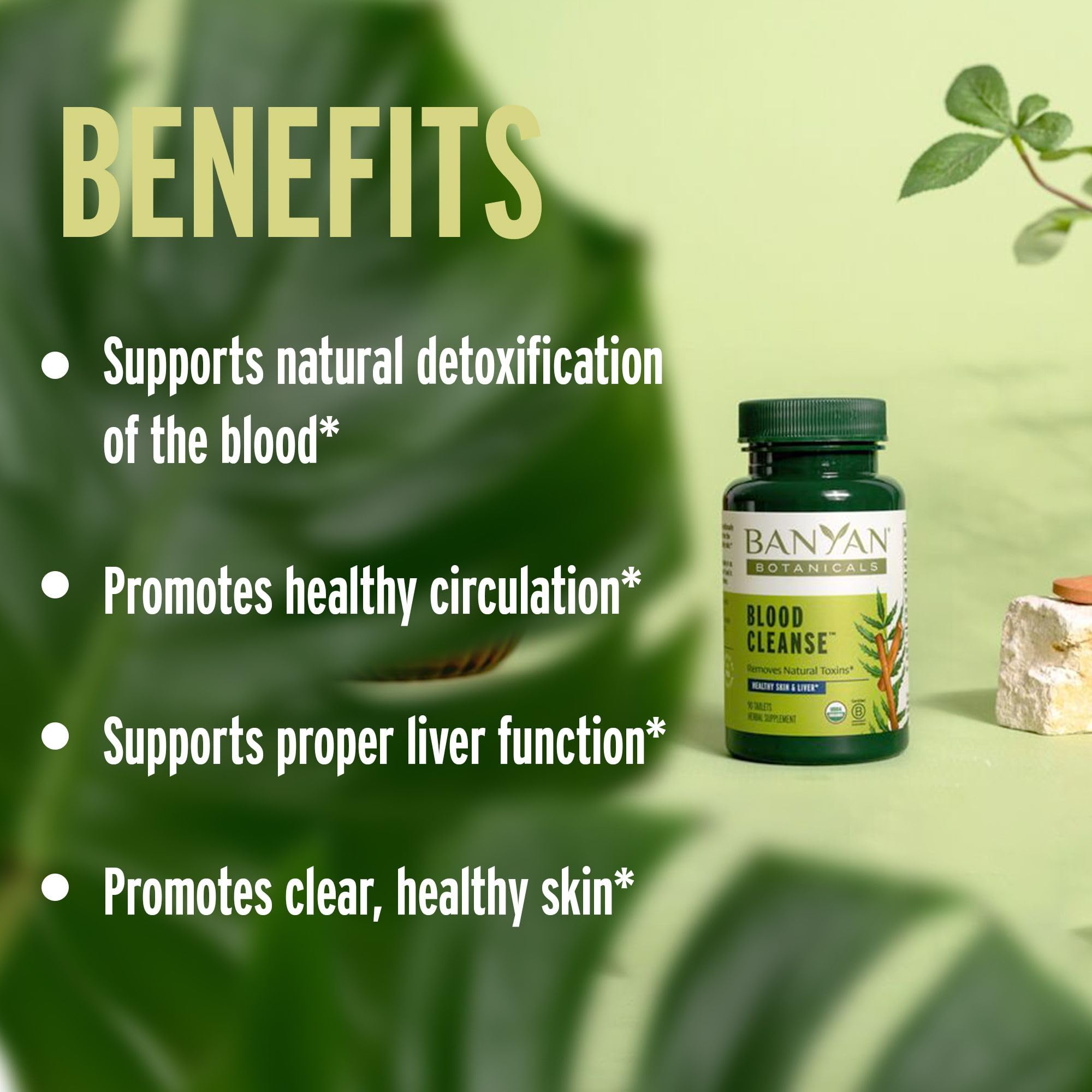 Banyan Botanicals Blood Cleanse Tablets – Organic Clear Skin Supplement with Manjistha & Neem – Blood Cleanser Herbs for Natural Detox & Healthy Skin* – 90 Tablets – Non GMO Sustainably Sourced Vegan