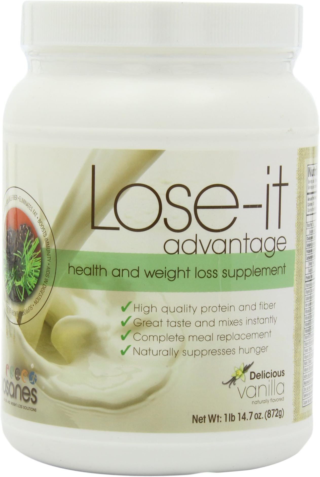 Lose-it – Best Weight Loss Supplement – Full Meal Replacement Shake - Healthy Weight Loss Mix - Natural Hunger Suppressant - Natural Fiber and Protein - Delicious Low Carb Smoothie (13-26g of Protein Per Serving 1 Container 30 Meals, Vanilla).
