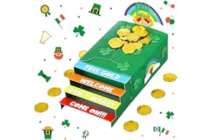Kolldenn St. Patrick's Day Leprechaun Trap Kit DIY Catch a Leprechaun Trap Craft Decoration Set Include Box Rainbow Card Game Background Gold Coins Stickers Guide Ladder for Party Supplies