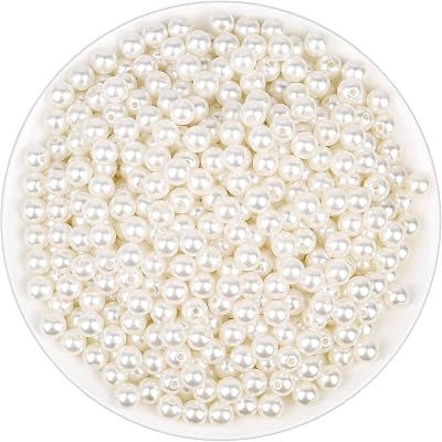 anezus 800 Pcs Ivory Pearl Beads 8mm Sew On Flatback Jewelry Craft