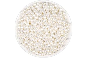 Anezus Ivory Faux Fake Pearls, 8 MM Sew on Pearl Beads with Holes for Jewelry Making, Bracelets, Necklaces, Hairs, Crafts, De