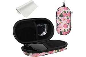 FlyingMage Double Eyeglasses Case, Hard Shell Dual Sunglasses Organizer with Zipper Clip Travel Glasses Storage for Women Men