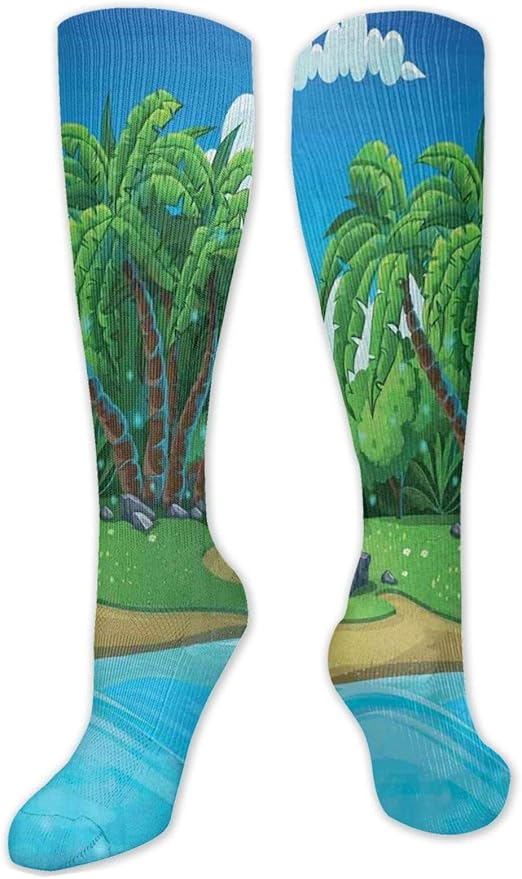 JONINOT Manga de compresión de rodilla de 60 cm, paisaje marino exótico