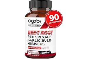 agobi 5in1 Beet Root Capsules 12100mg - Added with Red Spinach, Organic Garlic Bulb, Hibiscus & Black Pepper - Support for Energy Production, Immune System & Digestive Health - 90 Vegan Capsules